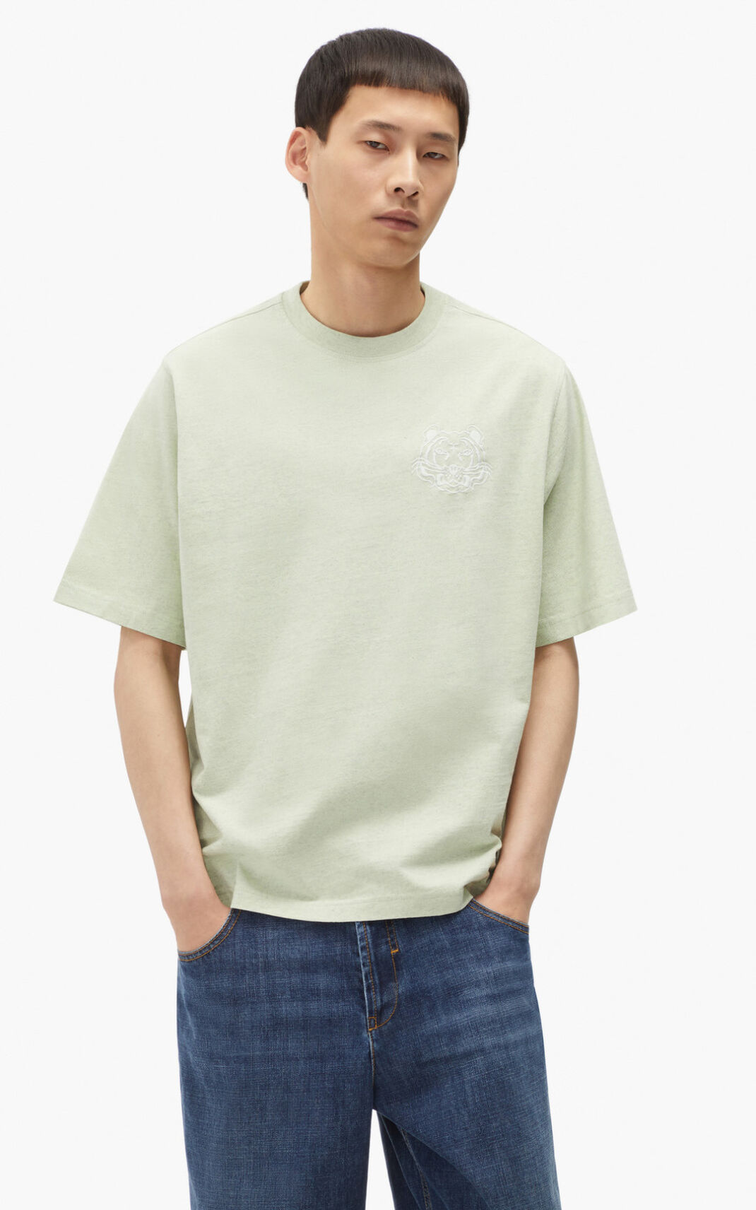 Kenzo RE/relaxed casual Camisetas Hombre Verde | 1680357-PK